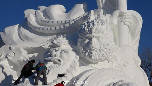 黑龙江黑悟空雪雕修复后惊艳再现，苹果肌变小引热议